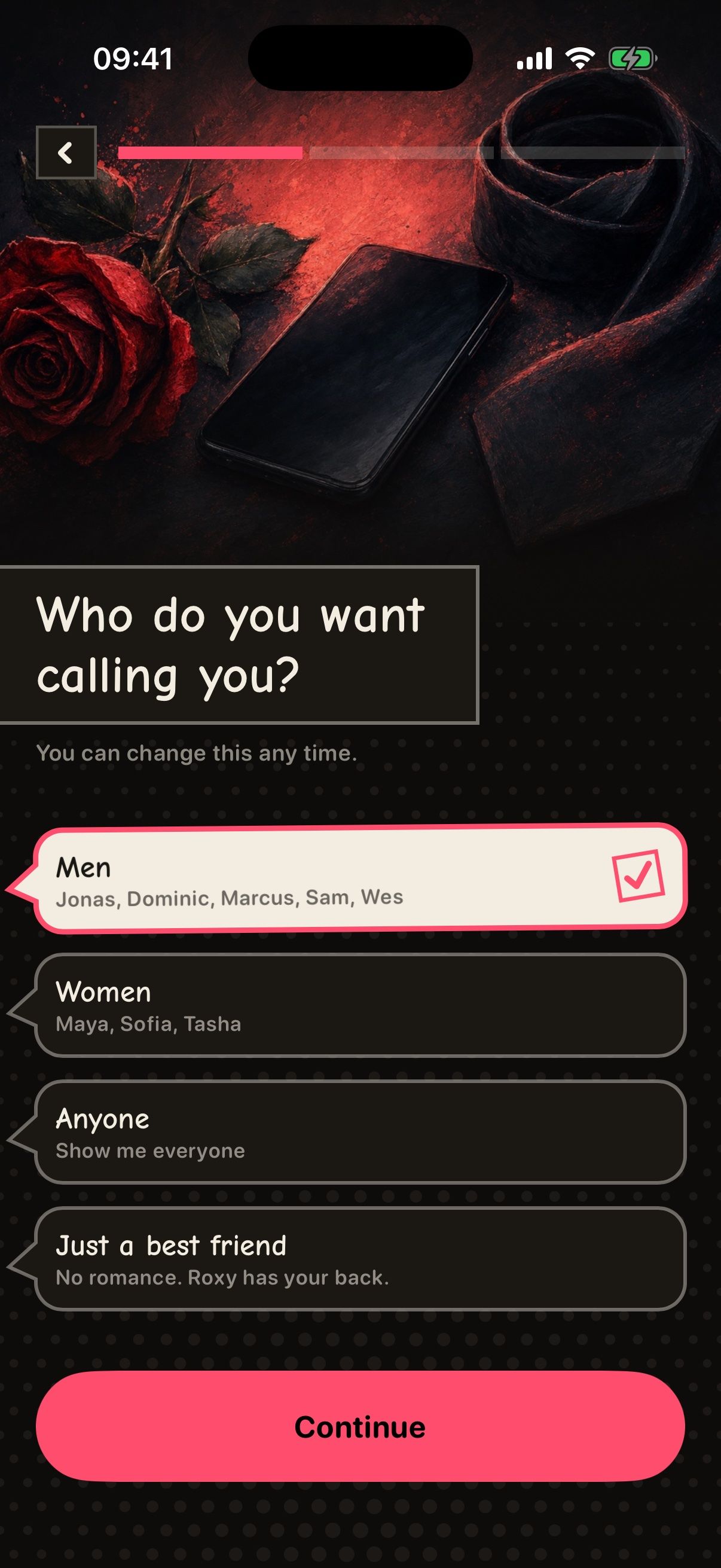 Choose who calls you: Men, Women, Anyone, or Just a best friend